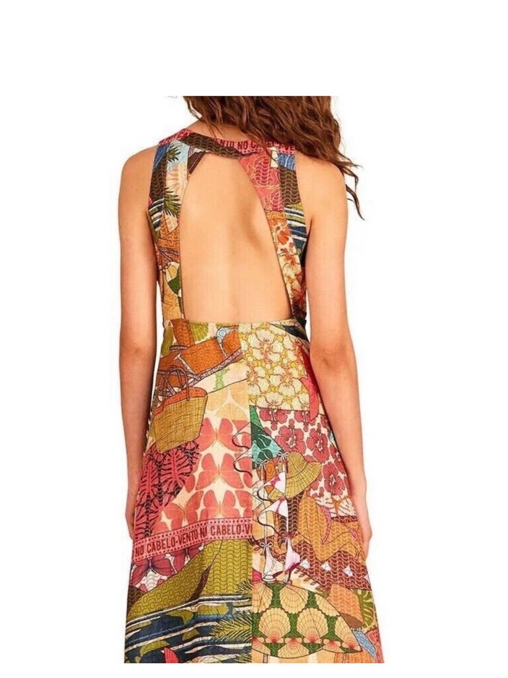 FARM Rio Multicolor Patchwork Halter Maxi Dress - Picture 2 of 5